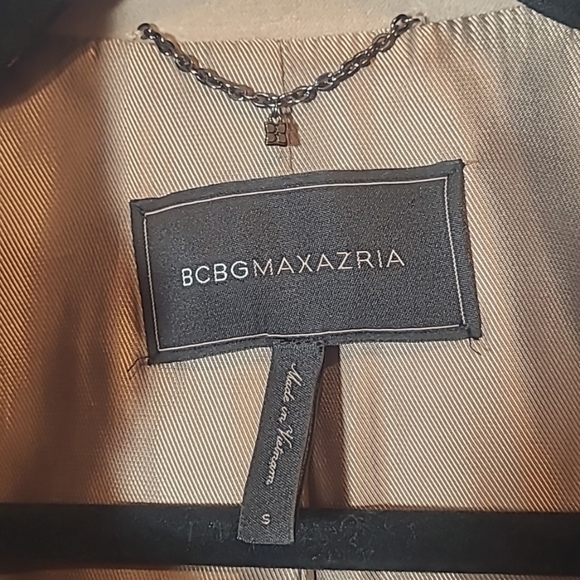 BCBGMAXAZRIA Fay Ruffled Cropped Moto Military Jacket in Sand Womens Size Small - Picture 8 of 16